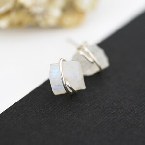 Gemstone Earrings, Raw Gemstone Studs, Birthstone Jewelry, Wedding Party Gifts, Bridesmaids Gifts, Birthday Gifts image 15