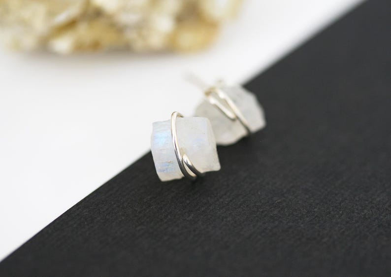 Gemstone Earrings, Raw Gemstone Studs, Birthstone Jewelry, Wedding Party Gifts, Bridesmaids Gifts, Birthday Gifts image 15