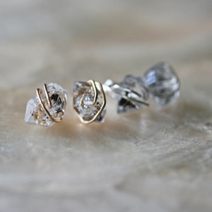 Orecchini con diamanti Herkimer, orecchini con diamanti Herkimer in oro, orecchini con diamanti Herkimer in argento immagine 6