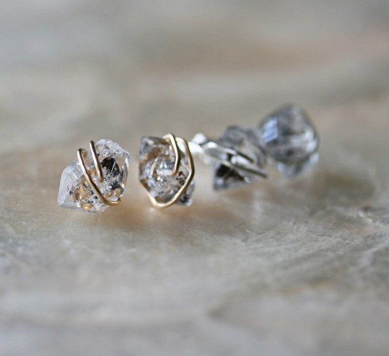 Herkimer Diamond Stud Earrings, Gold Herkimer Diamond Stud Earrings, Silver Herkimer Diamond Stud Earrings image 6