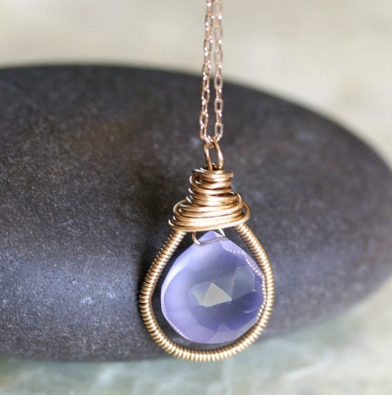 Chalcedony Necklace - Purple Pendant - Purple Necklace - Periwinkle Stone