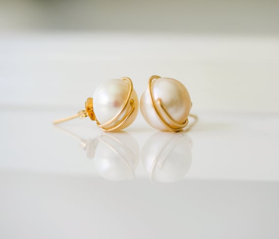 Big Pearl Studs | 30mm Diameter | Flat Back | Light Weight Pearl Studs –  Jewellery Hat