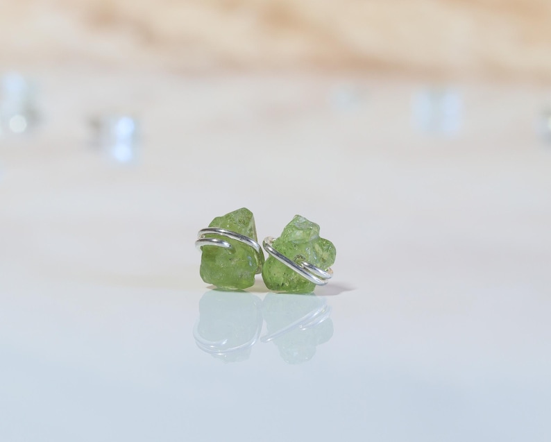 Gemstone Earrings, Raw Gemstone Studs, Birthstone Jewelry, Wedding Party Gifts, Bridesmaids Gifts, Birthday Gifts image 11