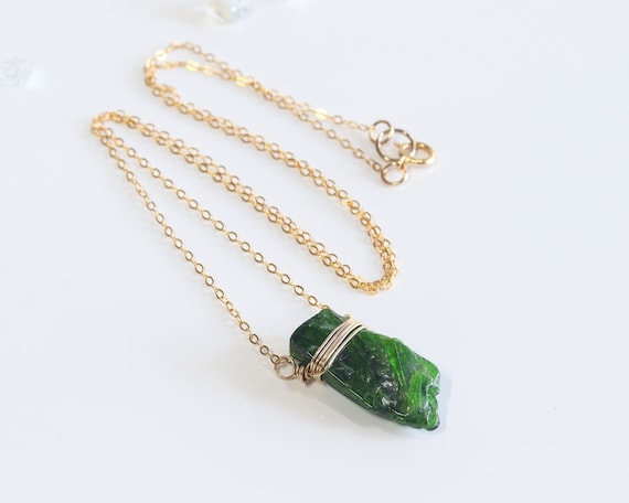 Raw Chrome Diopside Pendant Pendant Necklace