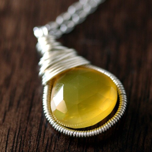 Chalcedony Necklace Yellow Chalcedony Necklace Yellow Etsy