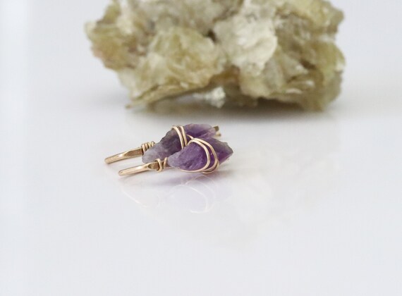 Amethyst Point Huggie Earrings