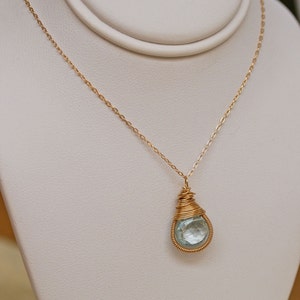 Blue Topaz Necklace Gold Necklace Birthstone Necklace Wedding Jewelry image 4