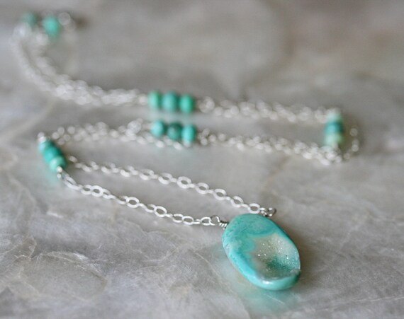 Druzy Necklace with Chrysoprase Accents