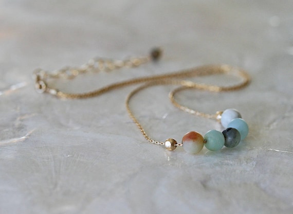 Amazonite Necklace, Choker Necklace, Short Necklace, Layering Necklace, Turquoise Necklace, Natural Gemstone Necklace, Unpolished Gemstone