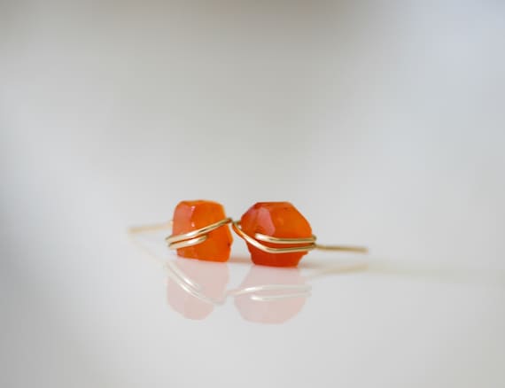 Raw Carnelian Stud Earring