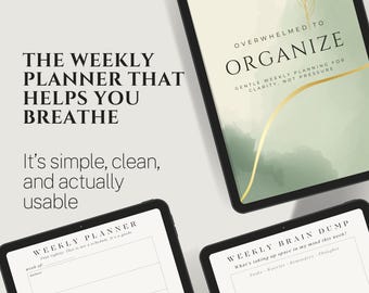 Weekly Planner for Overwhelmed Adults | Gentle ADHD & Anxiety Planner | Minimalist Undated Planner PDF