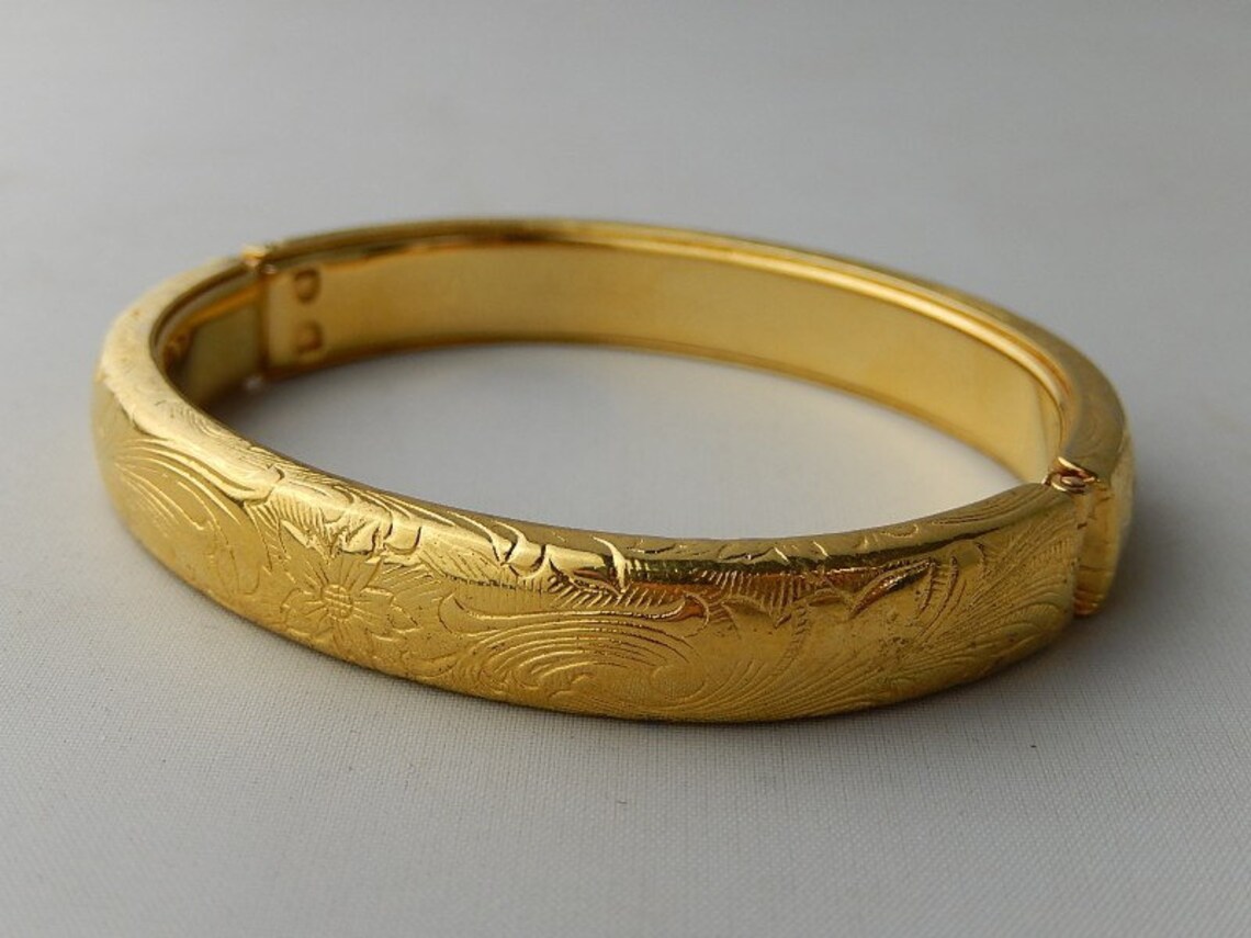 Vintage bangle bracelet gold plated Etsy