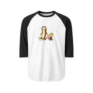 Calvin and Hobbes Raglan Tee | Unisex Three-Quarter Sleeve Shirt | Nostalgic Gift for Fans | Casual Wear | Fun Graphic Tee | Holiday Present