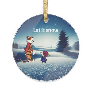 Calvin and Hobbs Christmas Acrylic Ornaments - Holiday Decor, Tree Decoration, Cartoon Character, Novelty Gift, Festive Home Decor