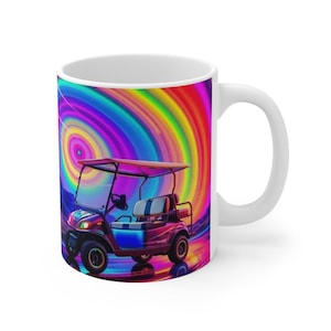 Kolorowy kubek Golf Daddy w kształcie wózka golfowego - Żywy kubek do kawy dla miłośników golfa, idealny prezent dla entuzjastów golfa na Dzień Ojca lub urodziny