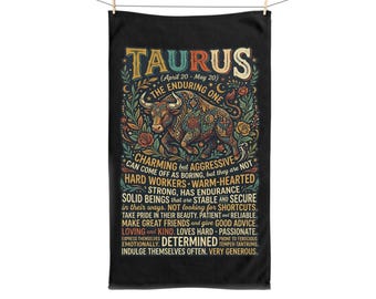 Ilustracja horoskopu zodiaku Byk – ręcznik | Typografia horoskopu Byka