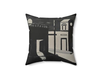 Original  Art printed on pillow Gift for art lovers pillow black and white