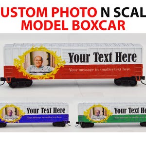 Custom photo printed model train box car, N scale box car, personalized box car both sides, your text and photo, birthday gift