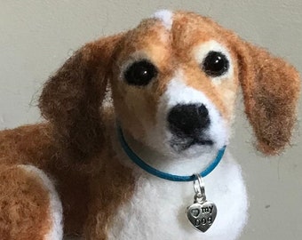 Custom felted dog sculpture Basenji Beagle Memorial