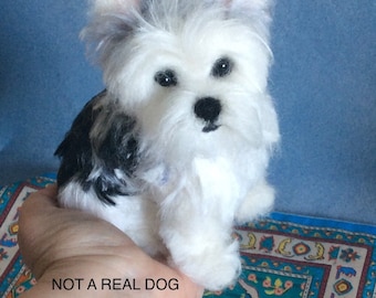 Biewer Terrier Dog Needle felted Personalized Custom Animal Replica