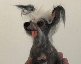 Personalized custom felted dog Chinese Crested  or any dog breed replica