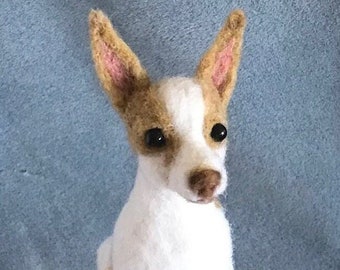 Custom felted dog Rat Terrier Sculpture Replica