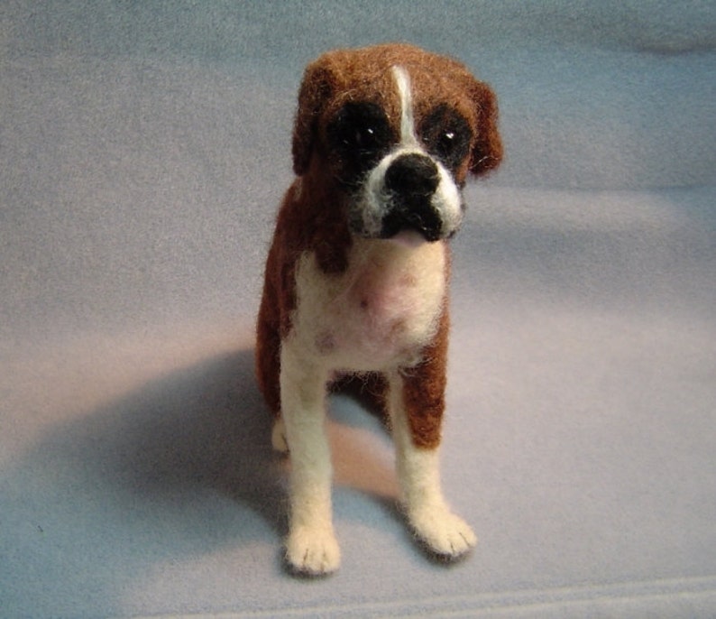 Boxer dog Custom needle felted dog soft sculpture memorial art animal image 2