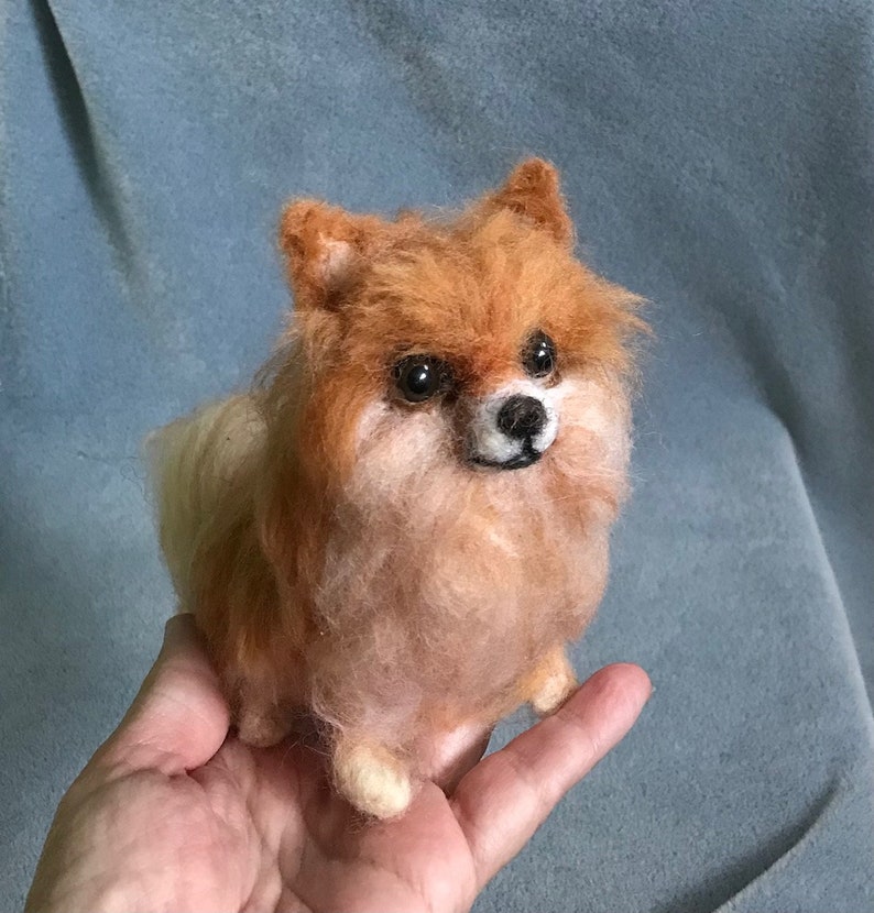 Custom dog Pomeranian puppy soft Sculpture needle felted art image 5