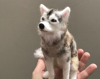 Custom felted dog Siberian Husky portrait sculpture Memorial Art