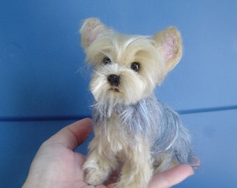 Yorkshire Terrier custom pet Portrait needle felted dog sculpture memorial miniature made to order Yorkie