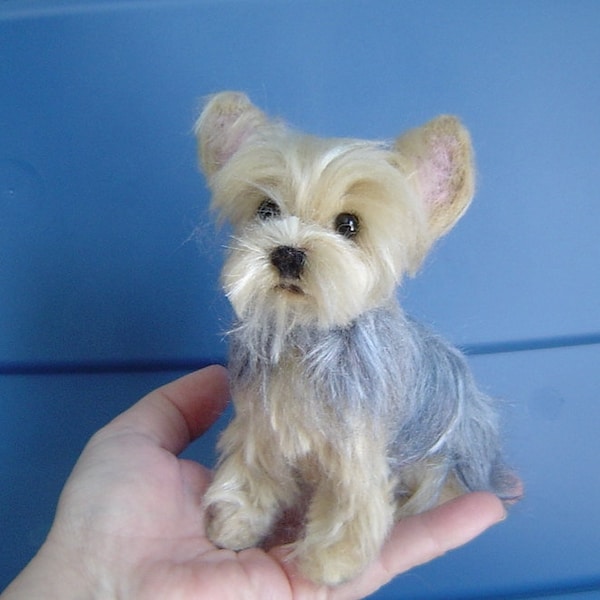 Yorkshire Terrier custom pet Portrait needle felted dog sculpture memorial miniature made to order Yorkie