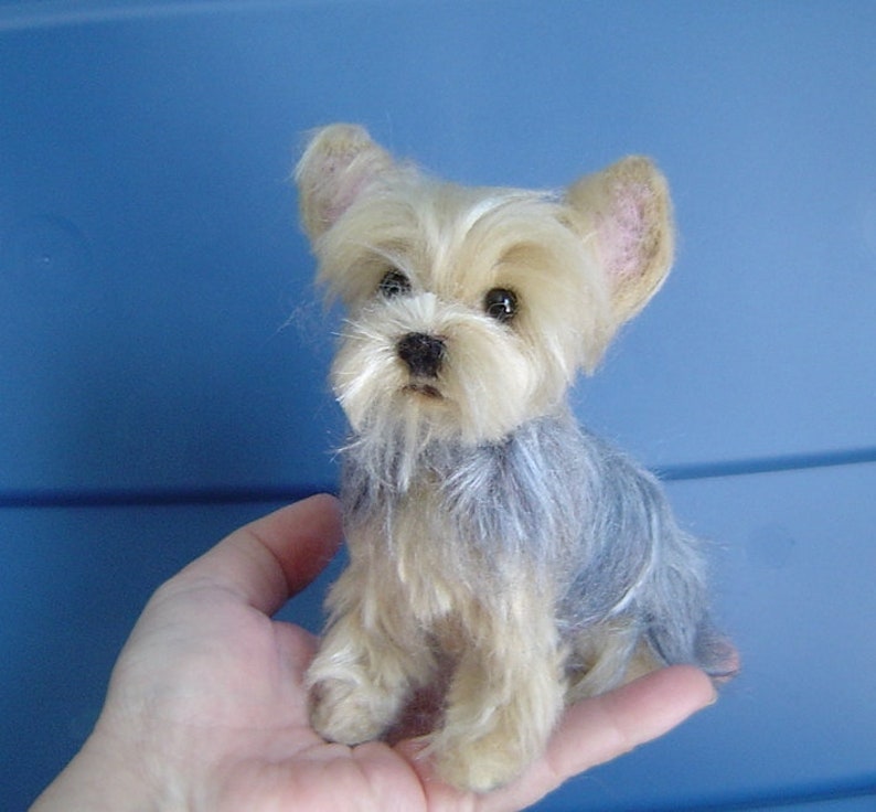 Yorkshire Terrier custom pet Portrait needle felted dog sculpture memorial miniature made to order Yorkie image 1