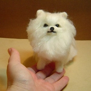 Custom dog Pomeranian puppy soft Sculpture needle felted art image 4