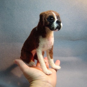 Boxer dog Custom needle felted dog soft sculpture memorial art animal image 1