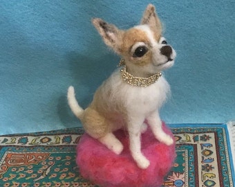 Chihuahua needle felted miniature dog Sculpture Replica toy breed