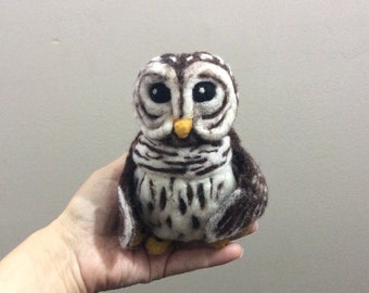 Needle felted Barred Owl custom Bird Sculpture made to order