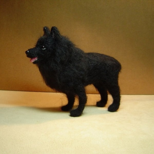 Schipperke Custom Dog realism needle felted pet portrait sculpture