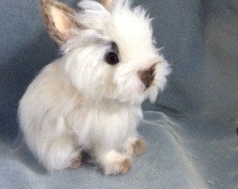 Lionhead Bunny Rabbit needle felted animal soft sculpture custom made
