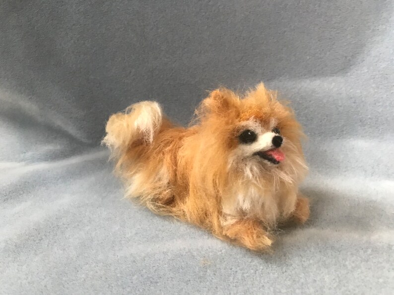 Custom dog Pomeranian puppy soft Sculpture needle felted art image 6