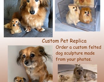 Needle felted custom dog sculpture made to order personalized pet memorial