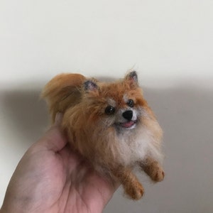 Custom dog Pomeranian puppy soft Sculpture needle felted art image 8