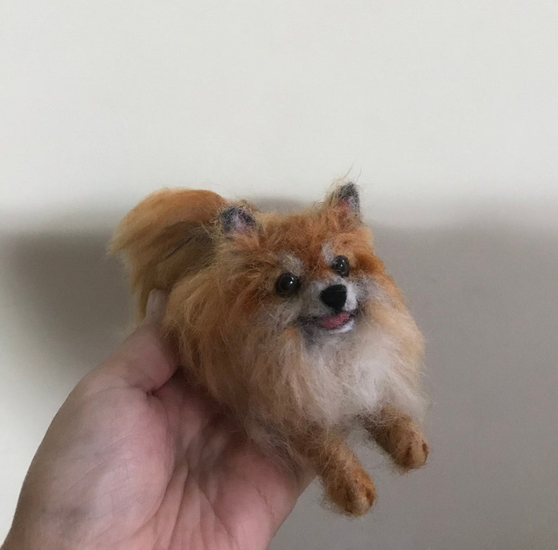 Custom dog Pomeranian puppy soft Sculpture needle felted art image 8