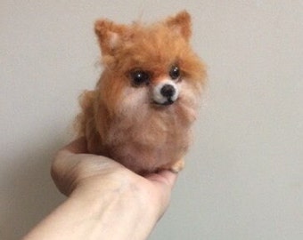 Pomeranian needle felted custom dog sculpture Memorial