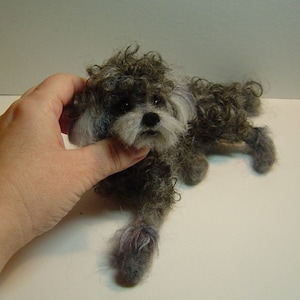 Pet Potrait Poodle Sculpture felted dog art custom made
