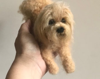 Custom felted dog Replica Cavadoodle or Cavaoodle Memorial made to order