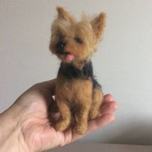 Yorkie Pet Portrait Yorkshire Terrier Dog Memorial felted sculpture