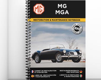 MG MGA: Libro de registro de restauración y mantenimiento - 100 páginas - Formato A4 - Envío gratuito con Mondial Relay