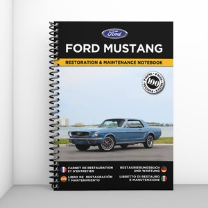 FORD MUSTANG: Restauratie- en onderhoudslogboek - 100 pagina's - A4 - Gratis verzending met Mondial Relay + verrassingscadeau!