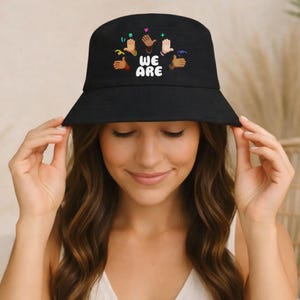 Unity Heart Hands Bucket Hat | Diverse Love Cap, Cotton Summer Festival Wear