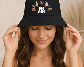 Unity Heart Hands Bucket Hat | Diverse Love Cap, Cotton Summer Festival Wear